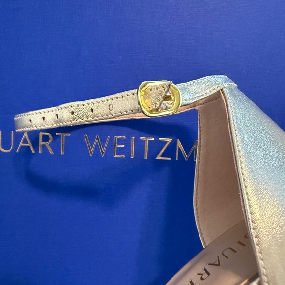 Stuart Weitzman Nudistsong Cross Gold NIB 9 Stiletto Sandal - Picture 7 of 11